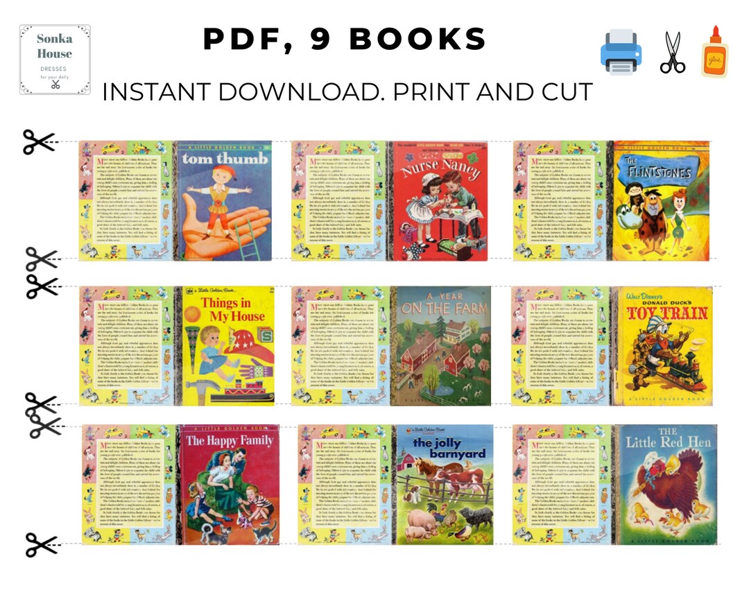 PDF Instant Download 9 Covers Book Little Golden Books Dollhouse Scale ...