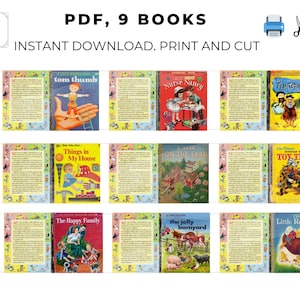 Petit livre BLYTHE, 9 couvertures, petits livres dorés à téléchargement immédiat, échelle 1:6 et 1_12, petit livre vintage numérique DIY vintage BLYTHE à téléchargement immédiat N62