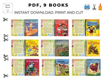 PDF Instant download 9 covers book little golden books dollhouse scale 1:6 and 1_12 BLYTHE printable digital DIY vintage little book N62