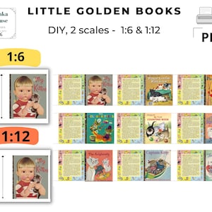 Mini livre PDF 1 6 et 1 12 | 9 couvertures pour chat | petits livres d'or | Maison de poupée DIY imprimable | Livre vintage Blythe | Boîte de chambre pour poupée DIY | N80