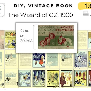 Wizard of Oz Miniature Book – Vintage 1900 Printable DIY 16 PDF for Dollhouse, roombox and Blythe doll