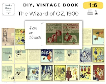 Wizard of Oz Miniature Book – Vintage 1900 Printable DIY 16 PDF for Dollhouse, roombox and Blythe doll