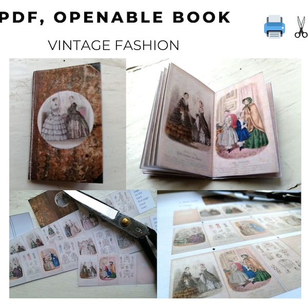 PDF Instant download Dressmaking book miniature victorian Fashion book Old vintage scale 16 digital Blythe doll openable printable