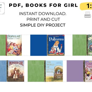 DIY PDF Pollyanna Instant download 6 book covers  book for girls miniature dollhouse scale 16 Blythe Barbie printable digitals secret garden