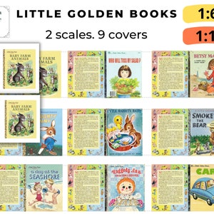 PDF Instant download 9 covers book little golden books dollhouse scale 1:6 and 1_12 BLYTHE printable digital DIY vintage little book N60