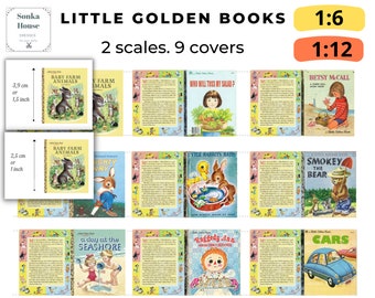 PDF Instant download 9 covers book little golden books dollhouse scale 1:6 and 1_12 BLYTHE printable digital DIY vintage little book N60