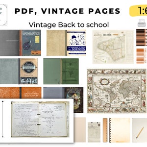 DIY Vintage Back to school PDF Instant download inside book page miniature dollhouse scale 1:6 BLYTHE printable digital 1 sheet, high school