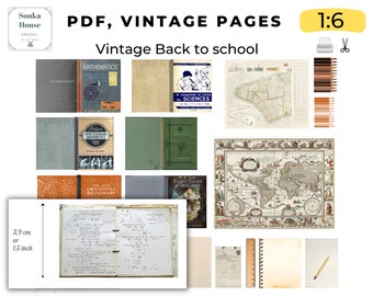 DIY Vintage Back to school PDF Instant download inside book page miniature dollhouse scale 1:6 BLYTHE printable digital 1 sheet, high school