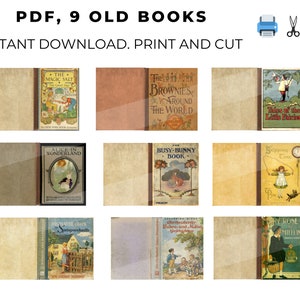 Fairy Tales Collection PDF Instant download 9 vintage book cover, alice in wonderland dollhouse scale 1:6 and 1_12 BLYTHE printable digital