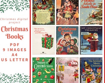 PDF Christmas Digital Collage Sheet, Vintage, cards, A4, US Letter, 9 images, Instant Download, Scrapbooking Junk Journal Kit, Crafting