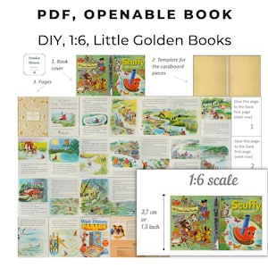 Mini Book PDF 1 6 | Scuffy the Tugboat | DIY Printable Dollhouse Book | Vintage Little Golden Book | Storybook Shower Topper