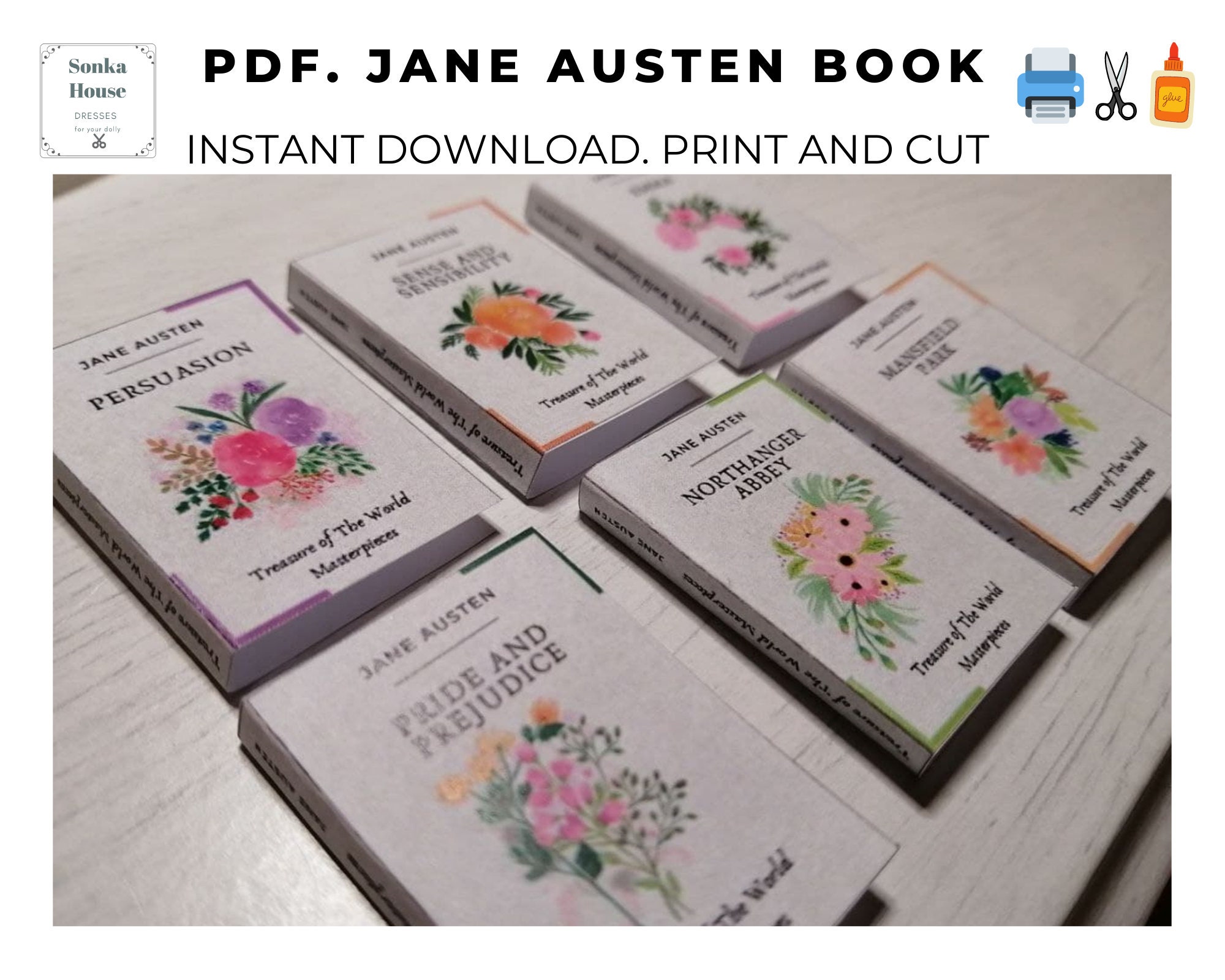 Doll Book Covers PDF Instant Download Jane Austen 6 Book - Etsy