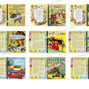 PDF Instant download 9 covers book little golden book dollhouse scale 1 6 and 1 12 book lover gift digital vintage tiny earring book jewelry
