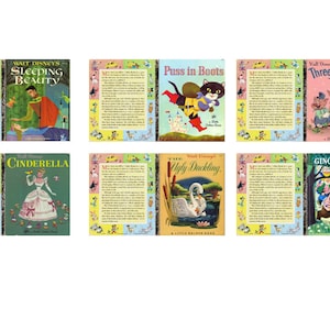 PDF Instant download 6 covers book - 1950s little golden books miniature dollhouse scale 1_6 and 1_12, Blythe printable instant digital 30