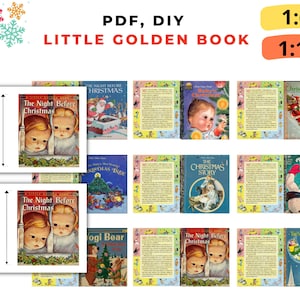 Livre de Noël 9 couvertures en téléchargement PDF et motif de Noël petits livres dorés pour maison de poupée à l'échelle 1:6 et 1_12 BLYTHE imprimable numérique DIY