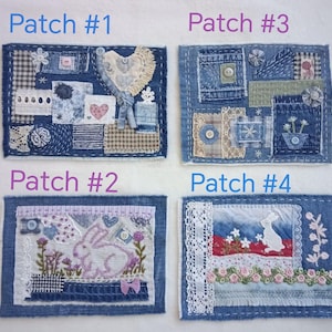 Denim Aufnäher – Handgefertigte Slow Stitching Textil Aufnäher | One-of-a-Kind, 1 oder 2 oder 3 oder 4