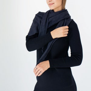 Scarf - shawl form 100% merino wool, dark blue color