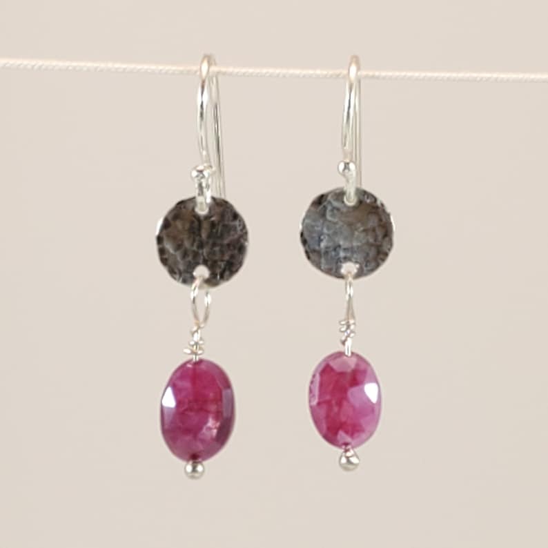 Fuchsia Moonstone and Sterling Silver Dangle Earrings E132
