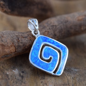 Greek  blue opal pendant-silver 925 ancient symbol