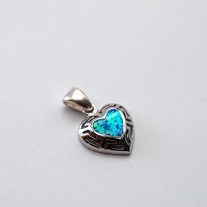 opal pendant silver 925 heart meander