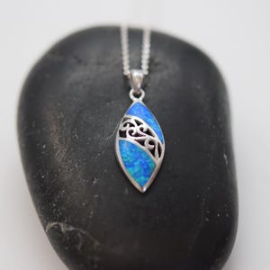 silver pendant opal stone greek style