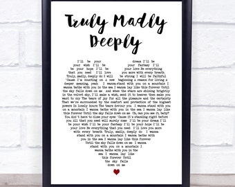 Truly Madly Deeply Savage Garden Song Lyric Jahrgang Skript Etsy