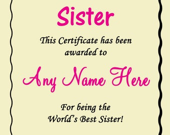 best sister award etsy