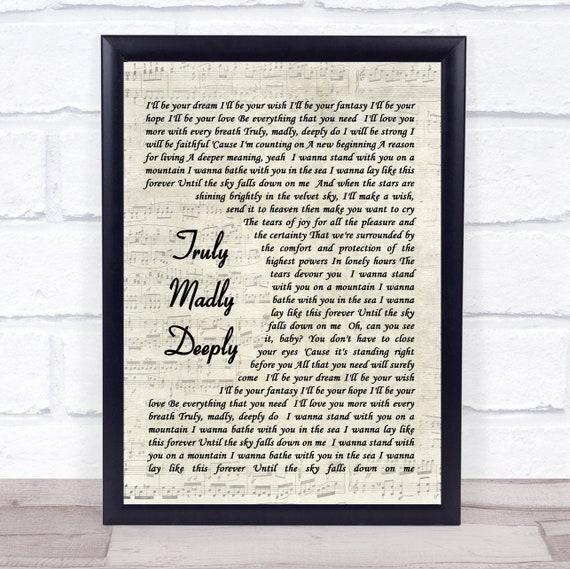 Truly Madly Deeply Savage Garden Song Lyric Jahrgang Skript Etsy