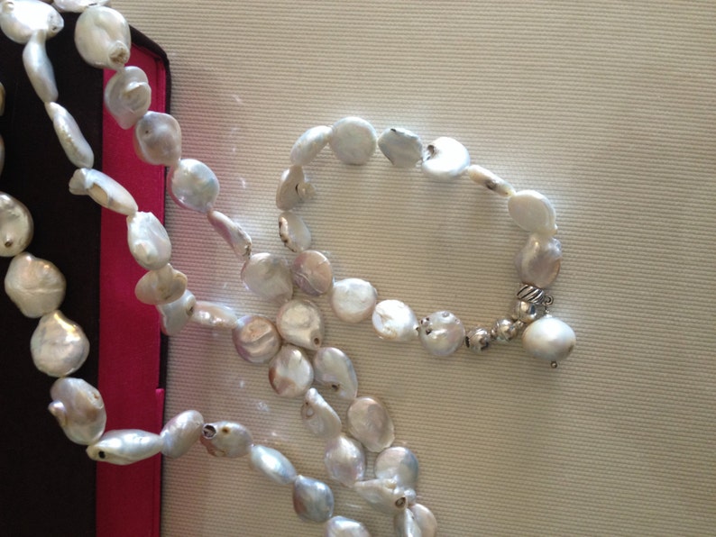 freshwater bracelet handmade necklace Freshwater pearls necklace and bracelet,collana e bracciale in perle di fiume colore avorio