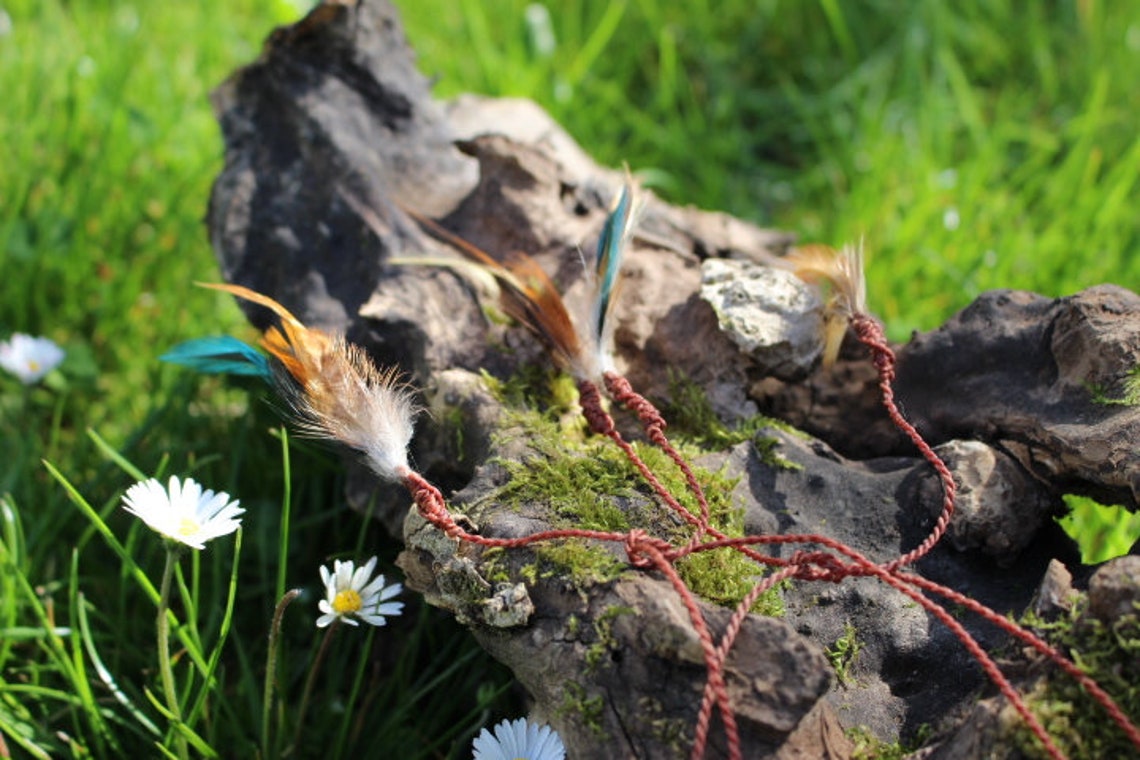 Makrame Halskette Indisch Messing Perle Federn Gewebe | Etsy