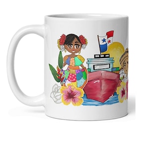 Panama Conga Pollera y Amigos Coffee Tea Mug, Coffee Mug, Panama Coffee Mug, Panama Tea Mug