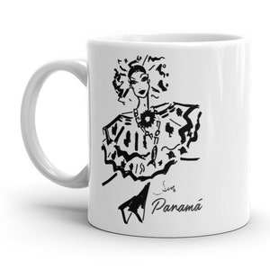 Pollera Coffee Mug, Panama Mug, Panamanian Culture, Panama Coffee Mug, Pollera Coffee Mug, Pollera Panameña, Panamanian Pollera, Panama Gift