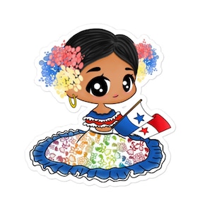 Niña Empollerada Sticker, Panama Sticker, Pollera Panameña, Pollera de Panamá, Panama Geschenken, Panama Souvenirs, Panama, Panama Kids