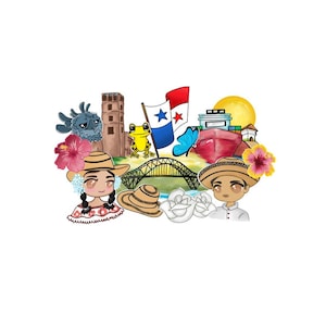 Panama y Amigos Stickers, Panama Decals, Panamese Souvenirs, Panama Geschenken, Panama, Panamese Cultuur, Panama Presents, Panamakanaal,
