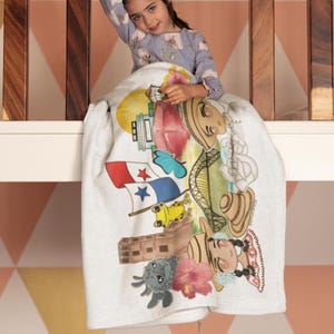 Panama y Amigos Throw Blanket, Panamanian Culture, Panama Gifts, Mother&#39;s Day Gift, Panama Mothers, Best Panamanian Mom, PTY