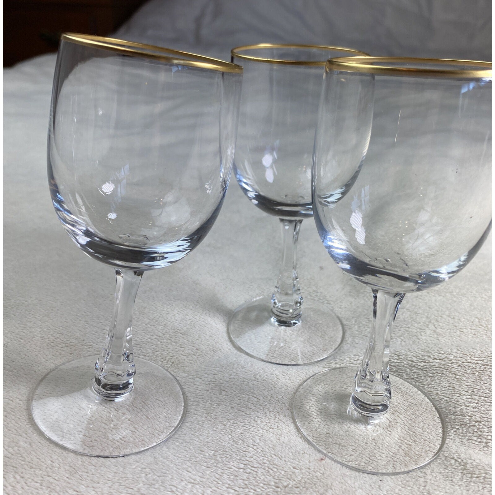 Fostoria Glass Set Of 3 Gold Trim Rim Stemmed 5 1/8 Prism Etsy