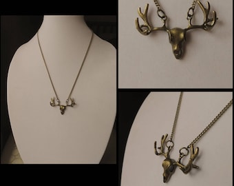 Deer Skull Necklace - Deer Antlers - Deer Necklace - Antler Necklace - Animal Skull - Skull Pendant