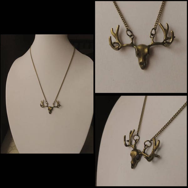 Deer Skull Necklace - Deer Antlers - Deer Necklace - Antler Necklace - Animal Skull - Skull Pendant