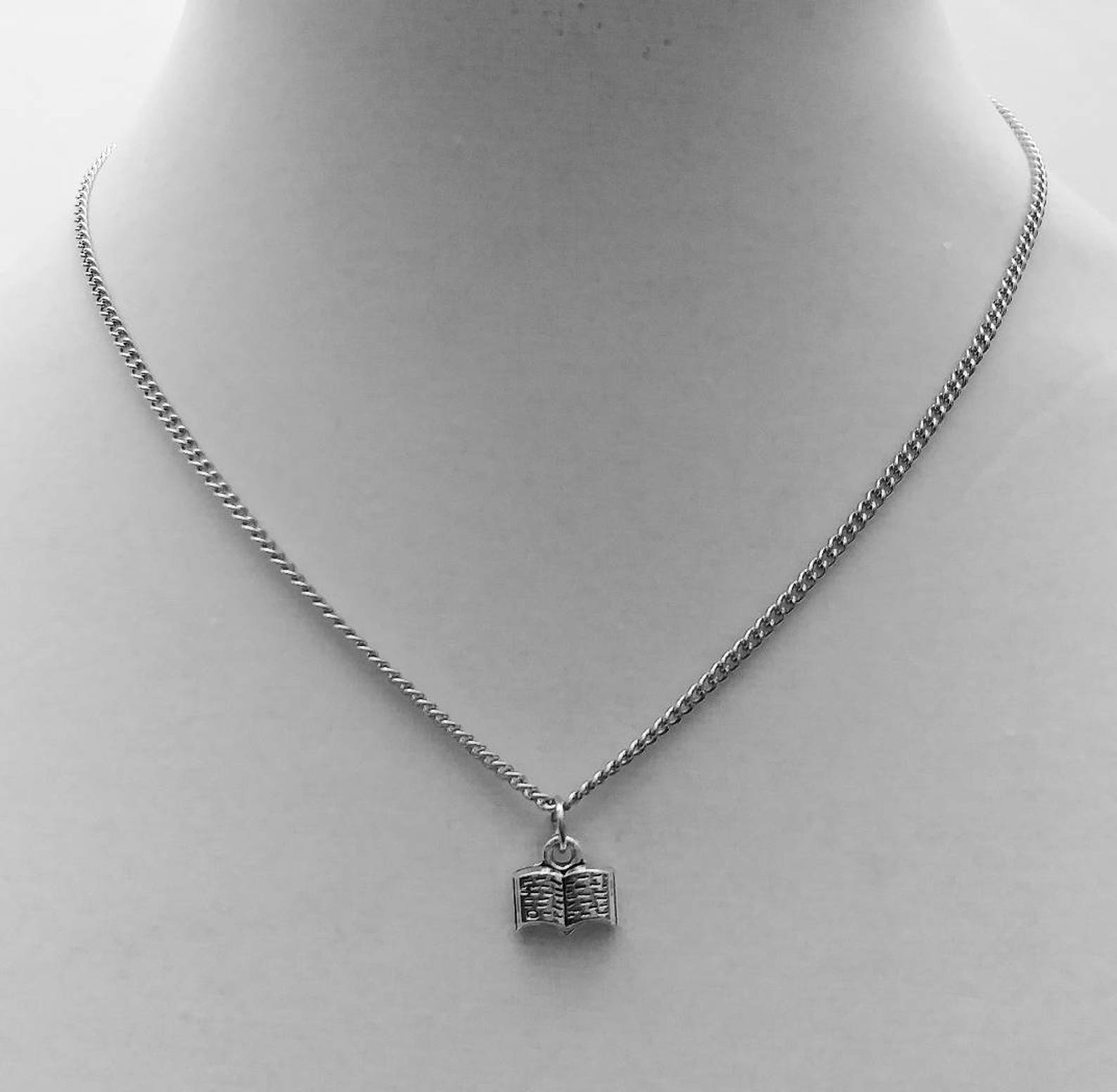 Bookworm Necklace Book Charm Book Necklace Dainty Necklace Gift for Her