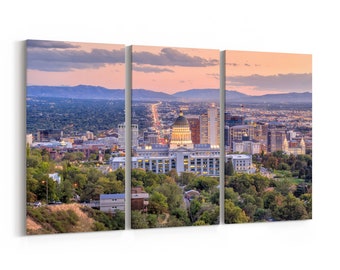 Salt Lake City Skyline Print Watercolor Painting Utah Art Etsy