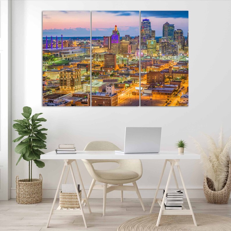 Kansas City Skyline Wall Art Kansas City Canvas Print Missouri Etsy