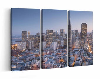 San Francisco Skyline wall art | Canvas or Poster Print (framed) | Color / Black-White