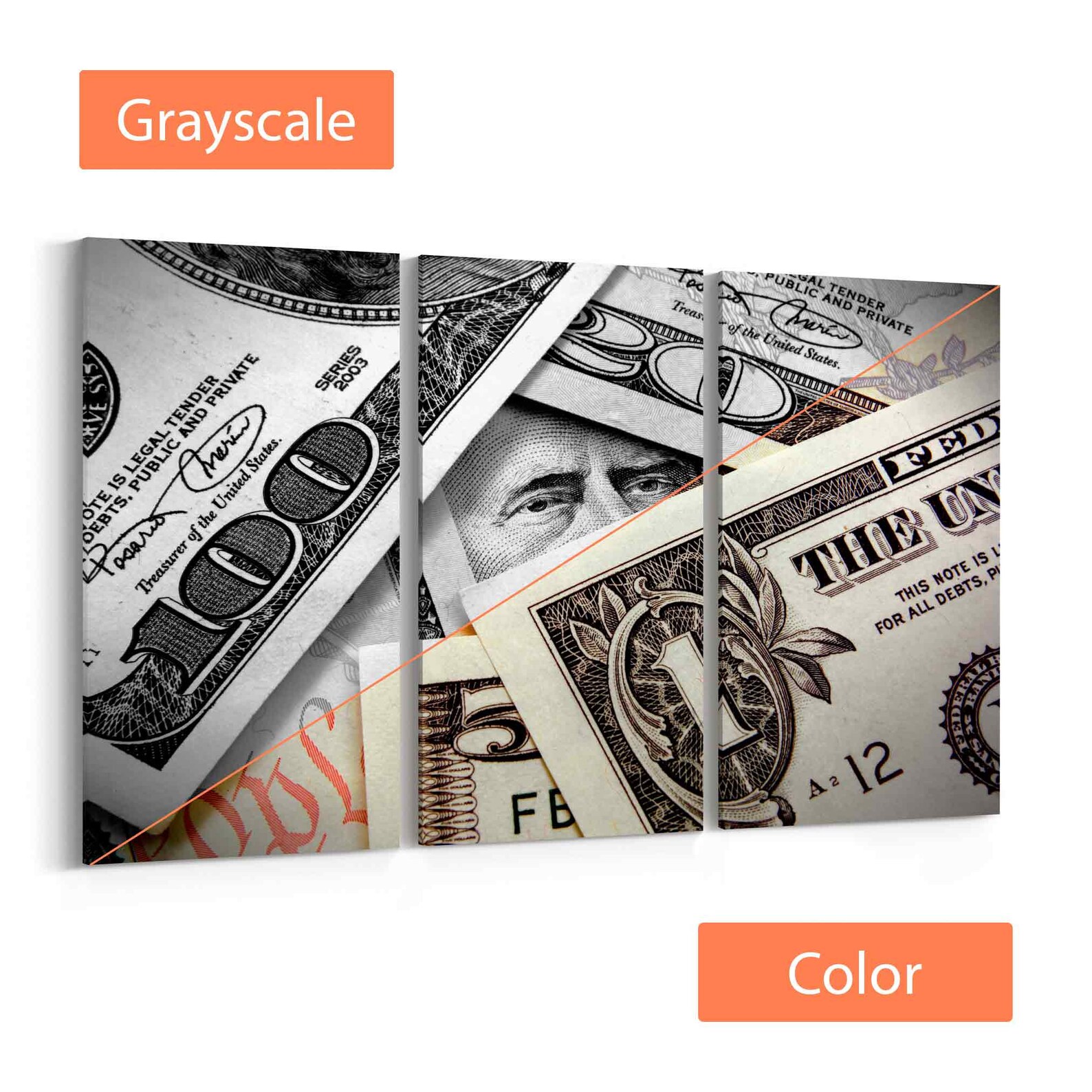 Money Canvas Print Money Wall Art multiple Sizes Wrapped Etsy