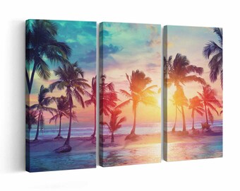 Palm Trees Silhouettes wall art | Canvas or Poster Print (framed) | Color / Black & White