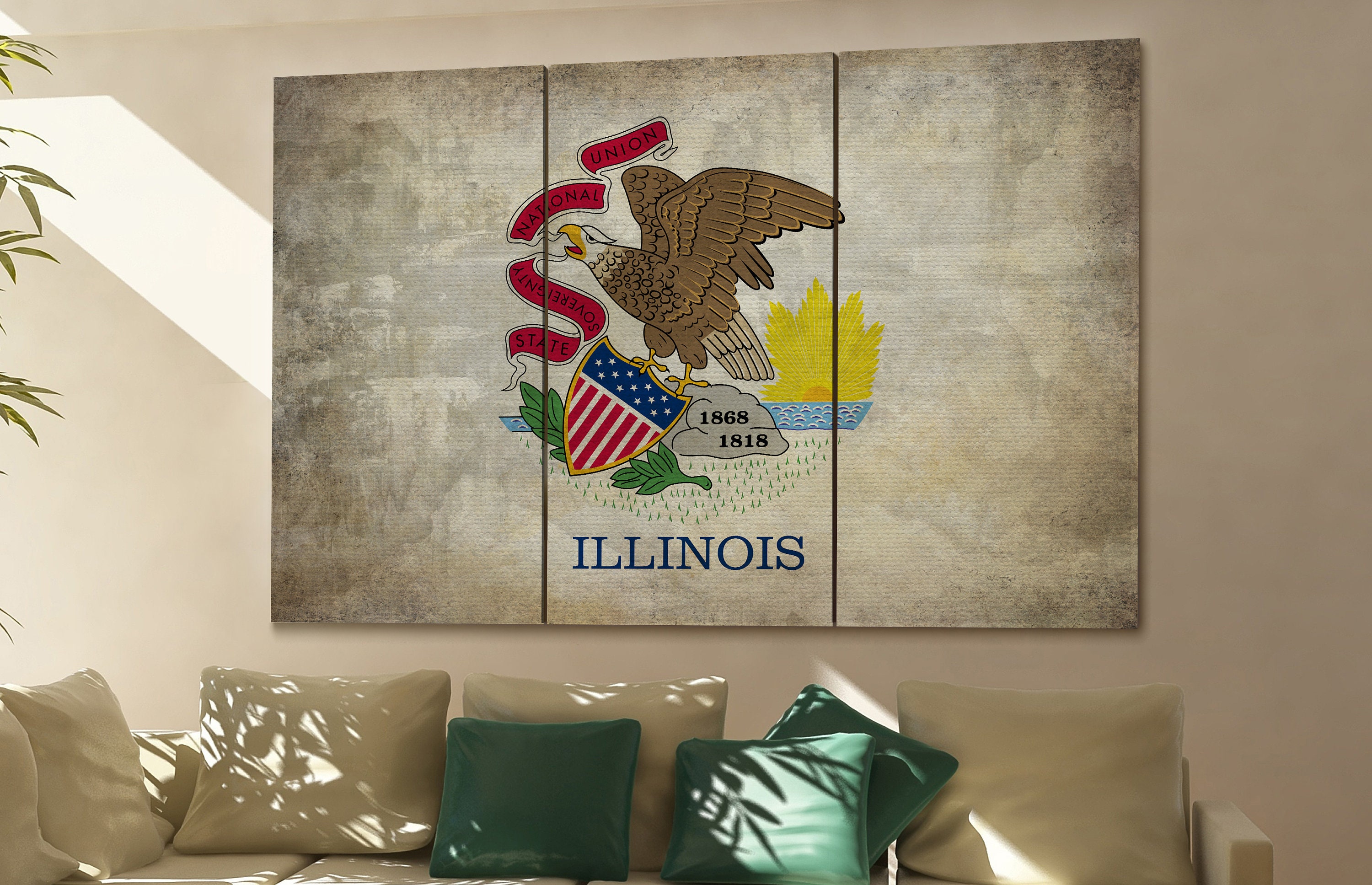 Illinois state flag Illinois flag state of Illinois Illinois wall decor