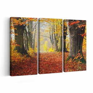 Impresión de lienzo del bosque de otoño // Arte de la pared del bosque de otoño // Cartel del bosque de otoño // Decoración del hogar del bosque de otoño // Impresión del bosque de otoño