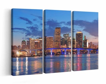 Miami Skyline Canvas print || Miami Skyline Wall Art || Miami Skyline Poster || Miami Skyline home decor || Miami Skyline Print