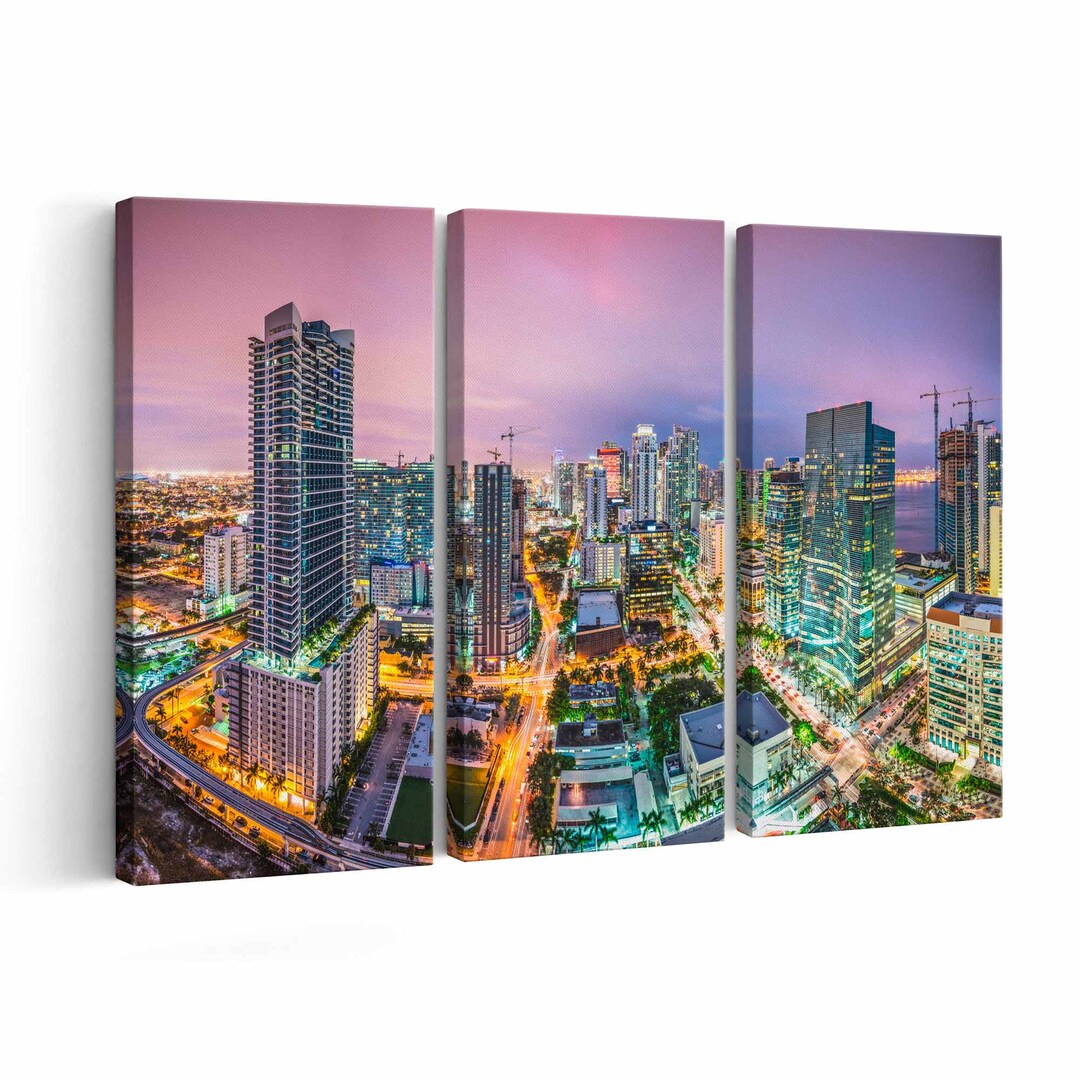 Miami Skyline Canvas Print Miami Skyline Wall Art Miami Skyline Poster