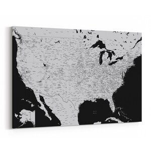 USA Push Pin Travel Map || Black Personalized USA Map || Black Usa Push Pin map || Customizable black version.