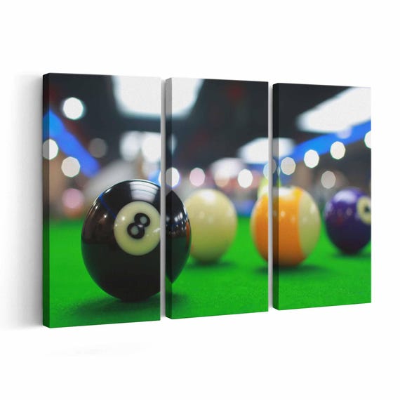 Billiards wall art | Canvas or Poster Print (framed) | Color / Black & White